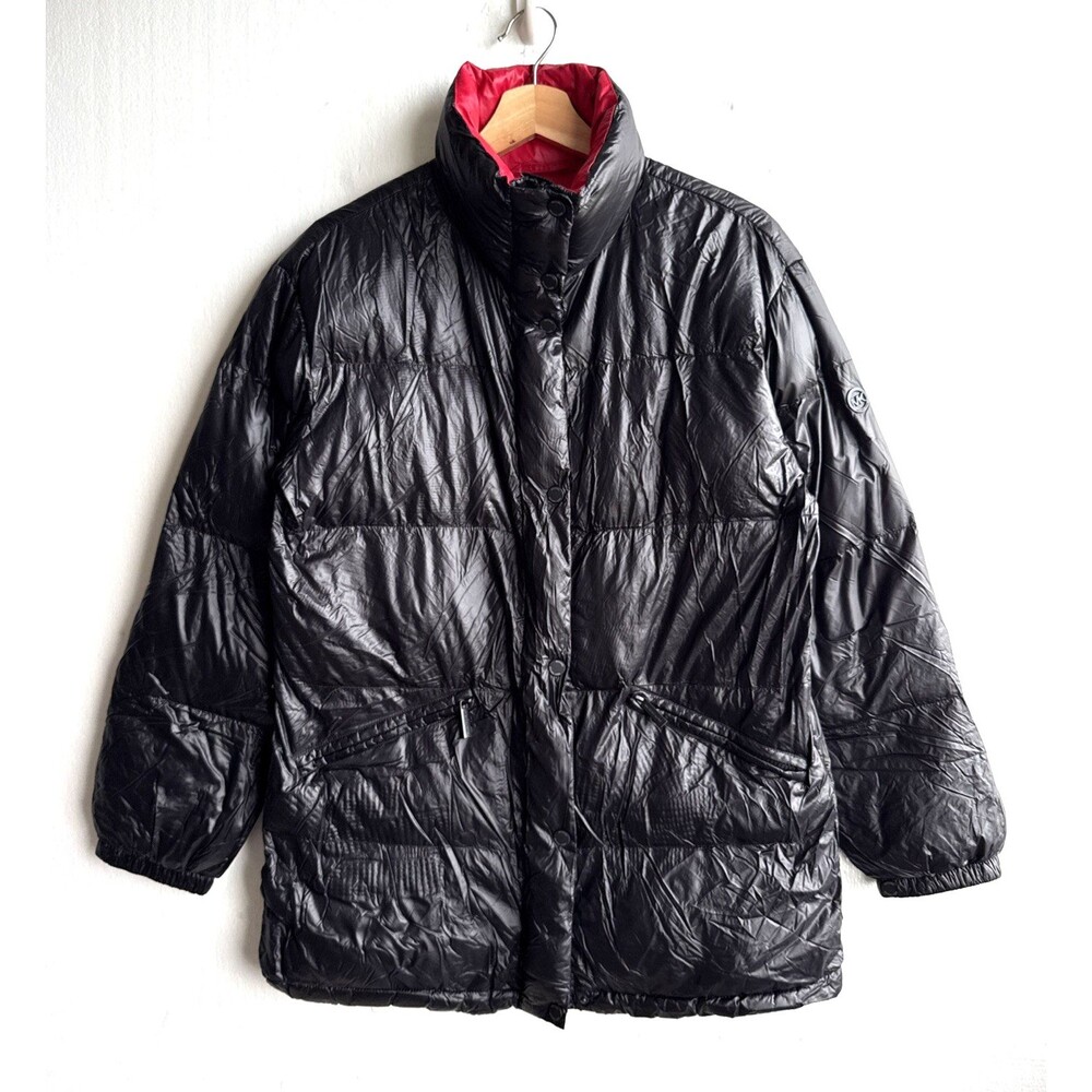 Michael Kors Ultra Light Weight 90% Down Fill Puffer Jacket Black Red Women's XS